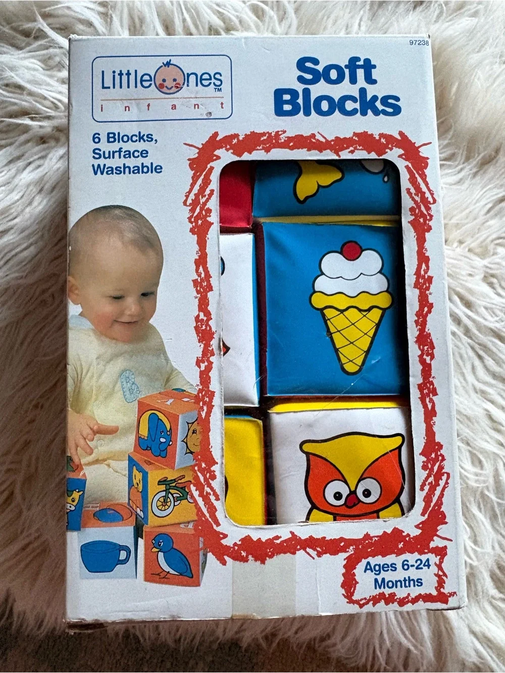 Vintage Little Ones Infant Soft Blocks NEW Set of 6 Kmart 80’s Retro Baby Toys